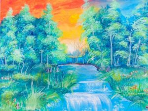 Stunning nature landscape canvas art featuring a serene river and vibrant sunset, perfect for enhancing home decor.