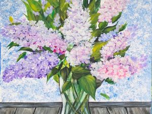 Stunning lilac bouquet wall art, perfect for elegant home decor and a beautiful focal point in any room.