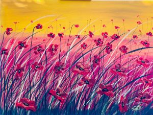 Stunning vibrant floral canvas art featuring radiant poppies to brighten any room with joy and elegance.